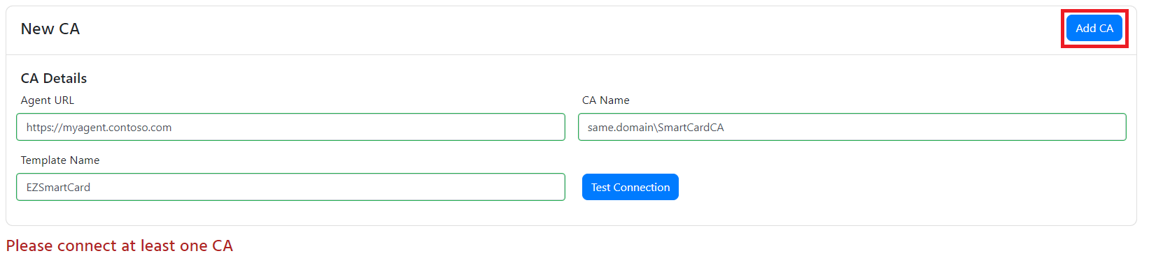 EZSmartCard EZCA add Certificate Authority